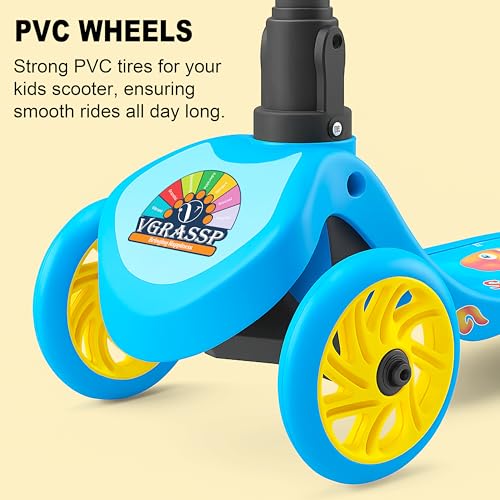 VGRASSP 3 Wheel Skate Scooter for Kids with PVC Wheels, Foldable & Height Adjustable Handlebar, Rear Brake - Outdoor Kick Cycle for Boys & Girls - (Narrow Wheels) - Image 3