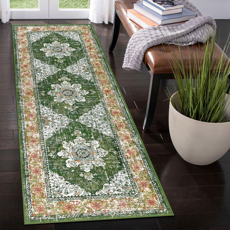 Ileading Vintage Runner Rug for Hallway, Machine Washable Area Rug Runners with Rubber Backing, Non Slip Kitchen Floor - Image 2