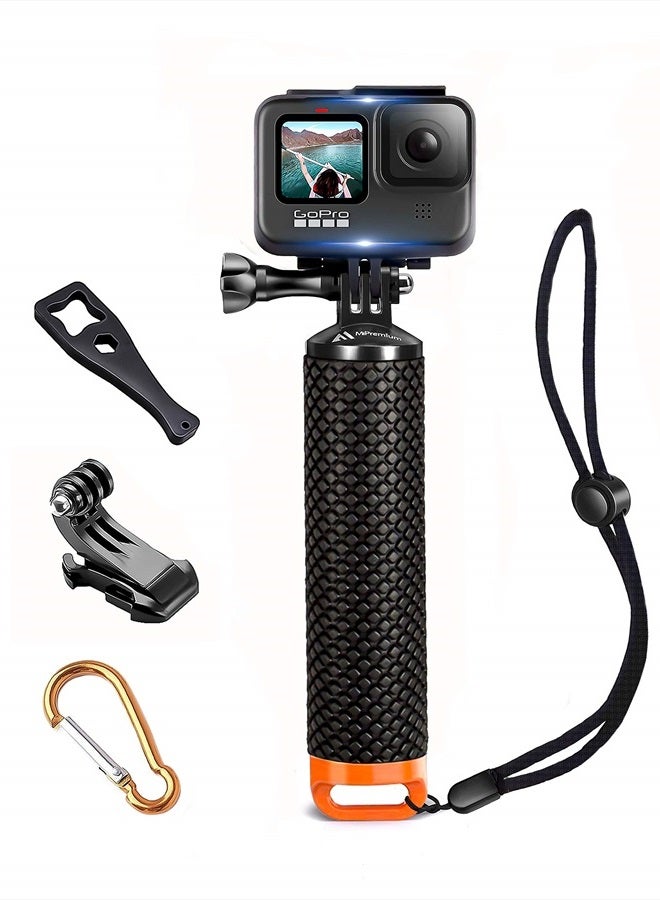MiPremium Waterproof Floating Hand Grip Compatible with GoPro Hero 11 10 9 8 7 6 5 4 3 3+ 2 1 Session Black Silver Camera Handler & Handle Mount Accessories Kit for Water Sport and Action Cameras (Orange) - Image 1