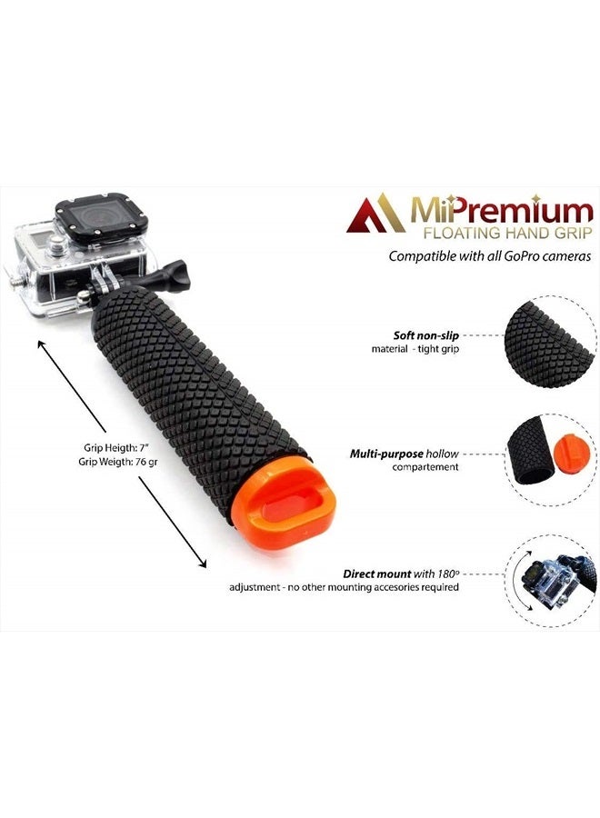 MiPremium Waterproof Floating Hand Grip Compatible with GoPro Hero 11 10 9 8 7 6 5 4 3 3+ 2 1 Session Black Silver Camera Handler & Handle Mount Accessories Kit for Water Sport and Action Cameras (Orange) - Image 4