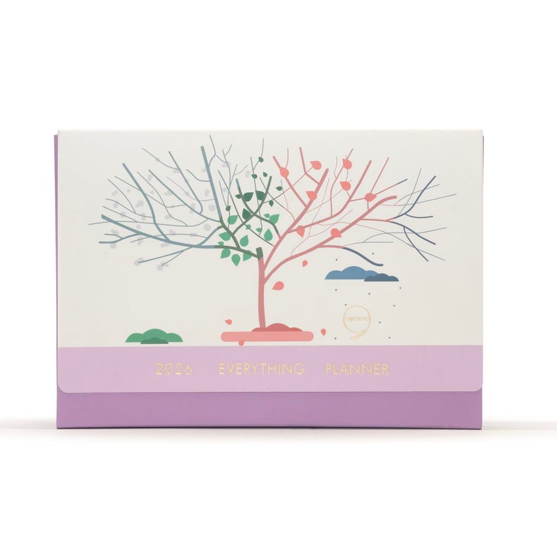 COMMA Everything Planner 2026 Gift Set | A5 Size New Year Diary, DIY Pen Stand, Pen and Sticky Notes | Budget & Mood Tracker, Birthdays, Shopping & Reading Lists and Travel Planner | Fabric Cover Material | (Purple) - Image 4