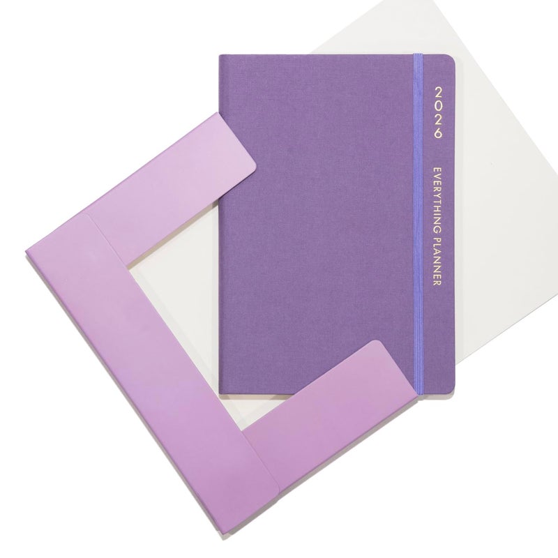 COMMA Everything Planner 2026 Gift Set | A5 Size New Year Diary, DIY Pen Stand, Pen and Sticky Notes | Budget & Mood Tracker, Birthdays, Shopping & Reading Lists and Travel Planner | Fabric Cover Material | (Purple) - Image 5