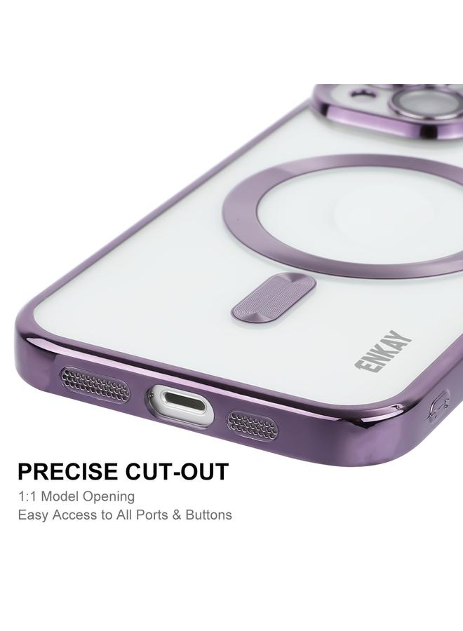 إنكاي جراب لهاتف iPhone 14 مطلي بالكهرباء MagSafe مقاوم للصدمات TPU مع فيلم عدسة - Image 4