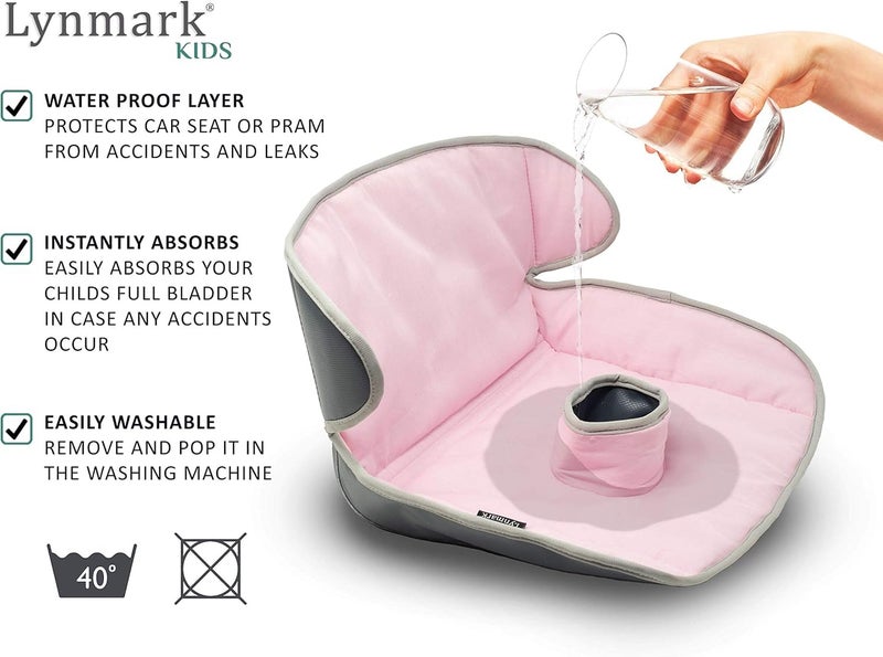 LynmarkÂ® Potty Training Car Seat Protector Cover - Waterproof Soft Piddle Pads for Toddlers and Baby Carseat - Travel-Friendly Universal Washable Liner Mat for Spills, Nappy Leaks, Accidents - Pink - Image 3