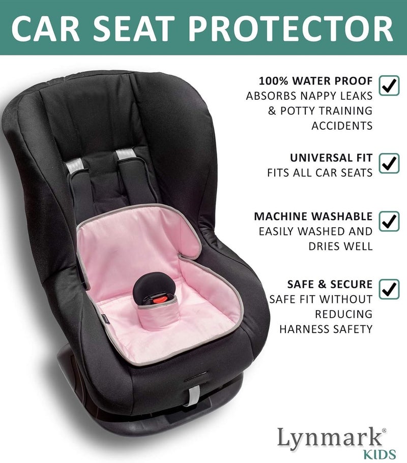 LynmarkÂ® Potty Training Car Seat Protector Cover - Waterproof Soft Piddle Pads for Toddlers and Baby Carseat - Travel-Friendly Universal Washable Liner Mat for Spills, Nappy Leaks, Accidents - Pink - Image 2