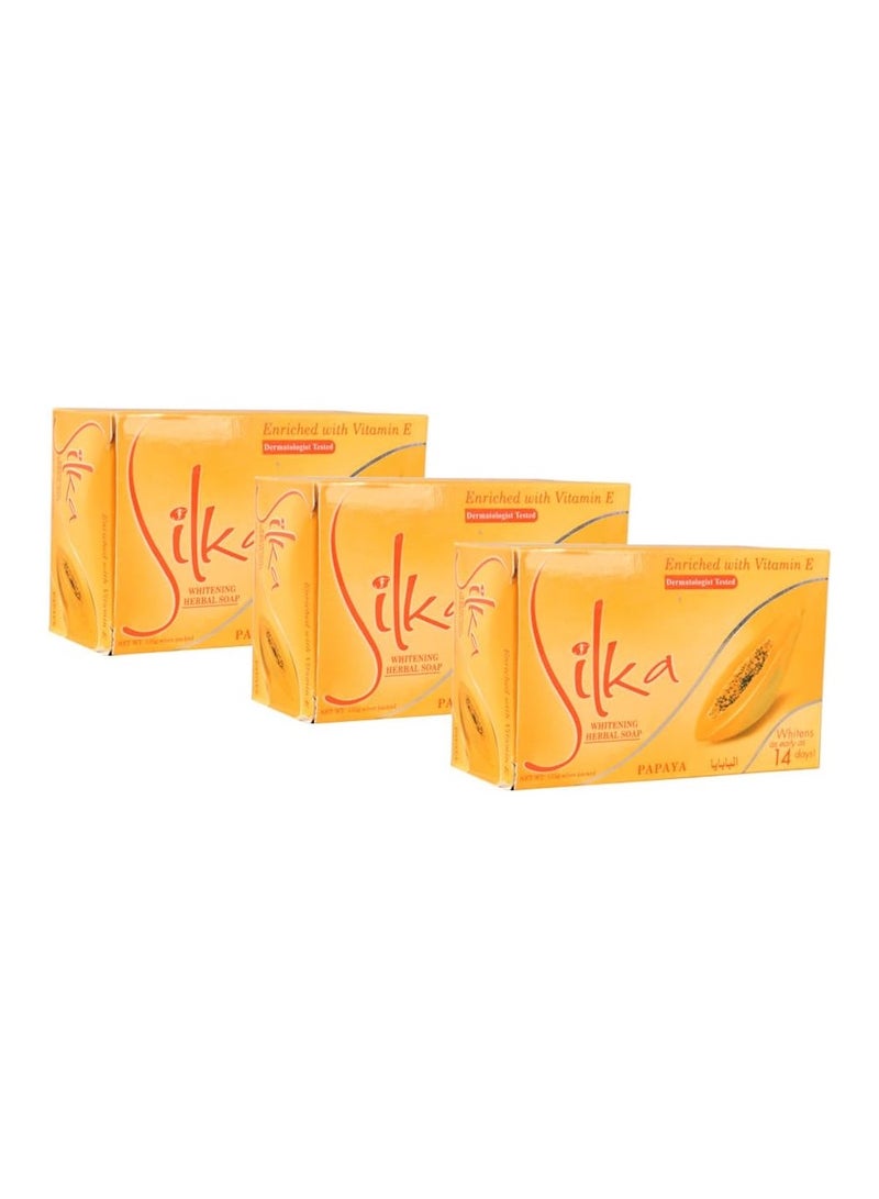 Silka Silkas Papaya Soap Herbal Skin Whitening, 3 Piece  - Image 2