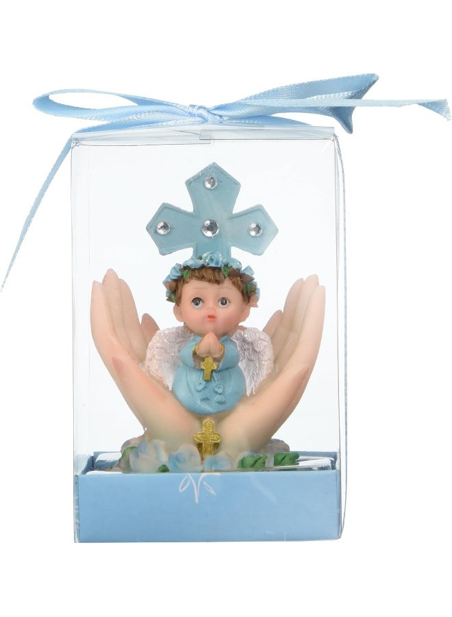 Lunaura تذكار ديني لوناورا - مجموعة من 12 ولد صغير على كف يرتدي ملابس ملونة يتعبد - أزرق - Image 1