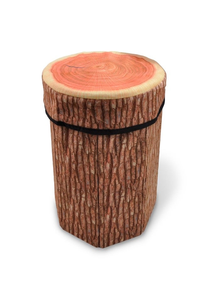 CHEFAN Fruit Storage Stool Ottoman,Tree Stump Stool, Cute Folding Storage Toy Box, Collapsible Seat Chest, Wood Stump Organizer Stool for Toy, Cloth and Kids - Image 1