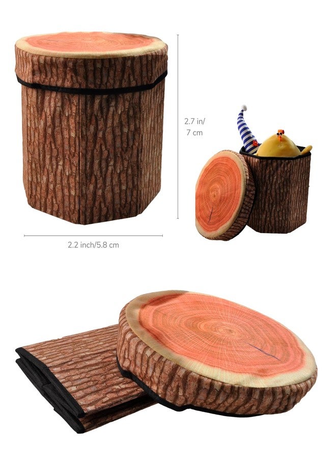 CHEFAN Fruit Storage Stool Ottoman,Tree Stump Stool, Cute Folding Storage Toy Box, Collapsible Seat Chest, Wood Stump Organizer Stool for Toy, Cloth and Kids - Image 4