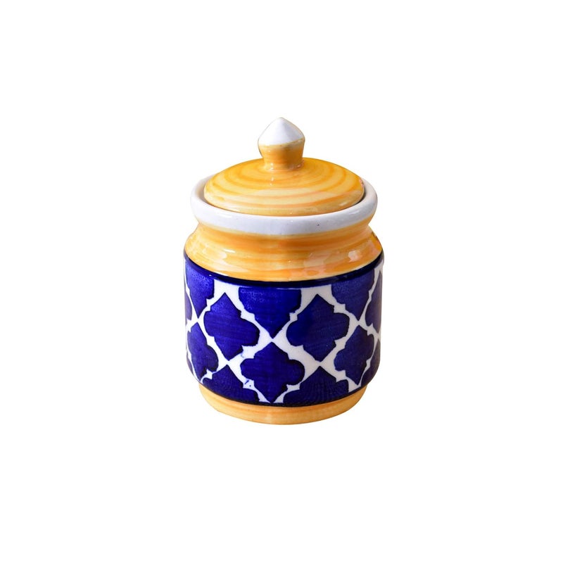 KunhaR Ceramic Multipurpose Jar 600 Ml 1 Piece Yellow Blue - Image 2