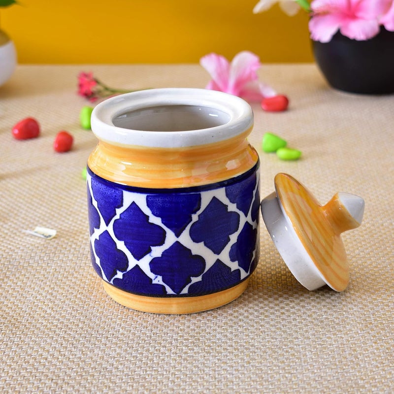 KunhaR Ceramic Multipurpose Jar 600 Ml 1 Piece Yellow Blue - Image 5