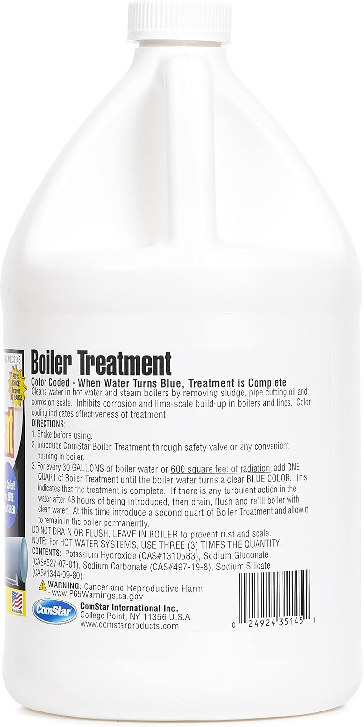Comstar Boiler Treatment w/Blue Color Indicator, Boiler Water Cleaner & pH Neutralizer, Prevents Rust, Scale in Boiler Water Without Flushing, Helps to Remove Oil & Sludge, 1 Gallon (35-145) - Image 3