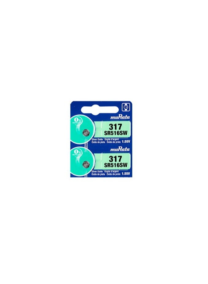 2-Pieces Murata SR516SW / 317 Silver Oxide 1.55V (muRata) Japan Batteries