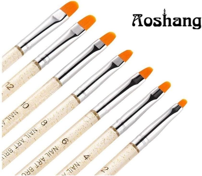 Aoshang 7Pcs Uv Gel Nail Brush, Poly Extension Gel Brush, Nail Art Tips Builder Painting Pen Set(No.2/4/6/8/10/12/14) - Image 2