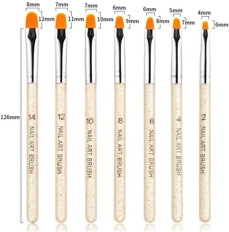 Aoshang 7Pcs Uv Gel Nail Brush, Poly Extension Gel Brush, Nail Art Tips Builder Painting Pen Set(No.2/4/6/8/10/12/14) - Image 3