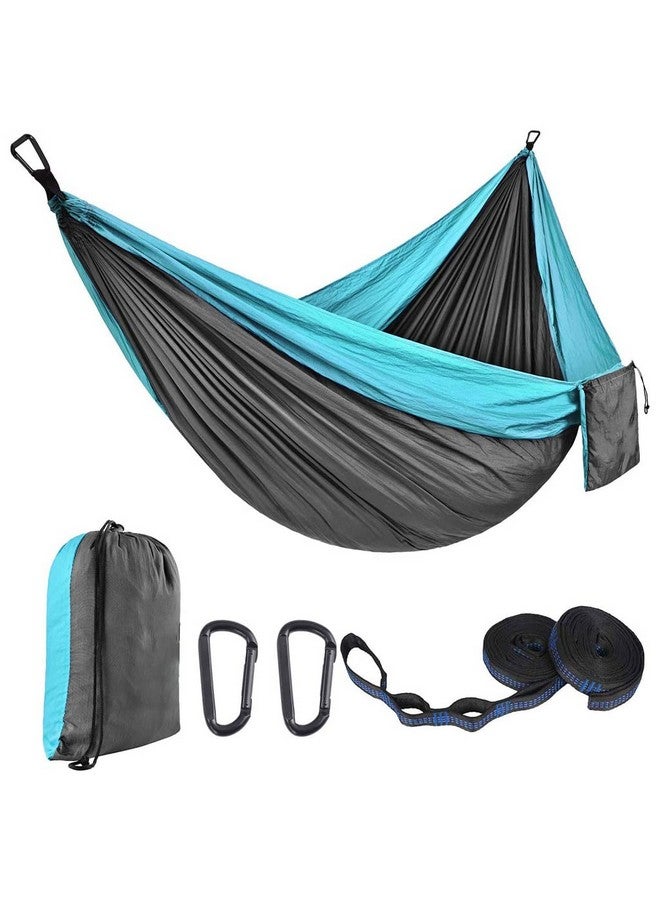 Supvox® Camping Hammock for Outdoor Activities With 2 Fixing Straps, Swing for Adults Kids, Portable Ultralight Nylon for Travel Beach Trekking, Maximum 200Kg Load (275 X 140Cm), Blue - Image 1