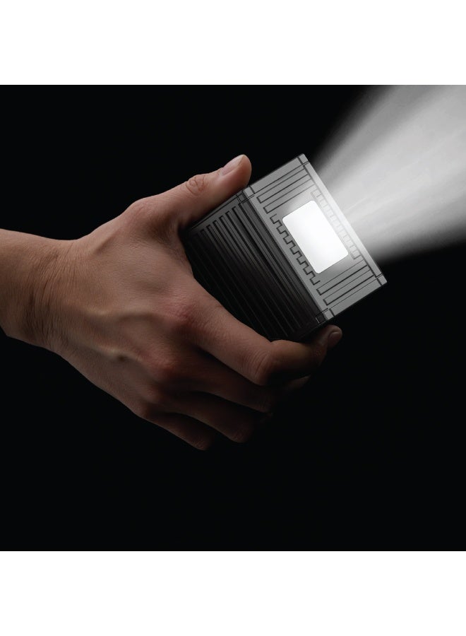 GREEN LION 10000mAh Power Bank PD 20W, Container Power Unit with 4 in 1 Charging Cable / Built In Carry Strap & Flashlight / Geometric Design / Digital Display / ABS Material - Black - Image 3