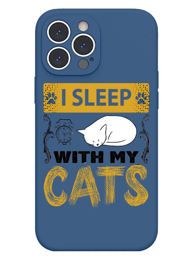 Theodor Protective Slim Fit Case Liquid Silicone Cover with Full Body Protection Anti-Scratch Shockproof Case For iPhone 12 Pro Max Blue  - I sleep with my cats black copy - Image 1