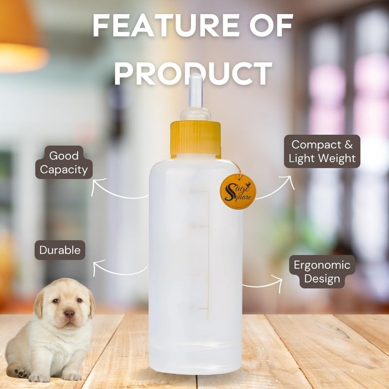 Sage Square Puppy Milk Feeding Nursing Bottle Kit with Naples & Cleaning Brush for New Born Puppy, Ergonomic Design for Comfortable Feeding Sessions (60ml)(Color May Varry) - Image 5