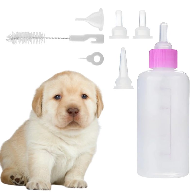 Sage Square Puppy Milk Feeding Nursing Bottle Kit with Naples & Cleaning Brush for New Born Puppy, Ergonomic Design for Comfortable Feeding Sessions (60ml)(Color May Varry) - Image 1