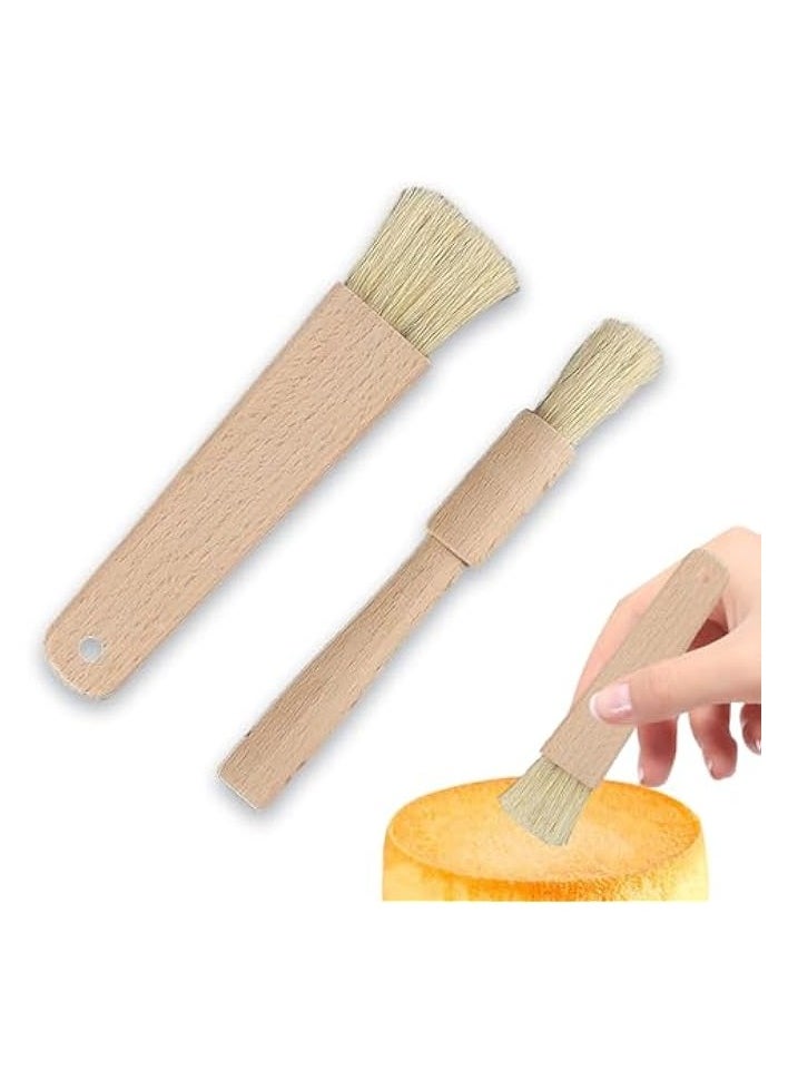 erorex 2 Pcs Pastry Brush for Baking Bread with Natural Wood and Bristles Cooking Brushes Food Brushes Round and Flat Dishwasher Safe Good Grips Bread Cake Chocolate Durable Kitchen Culinary Utensil  - Image 1
