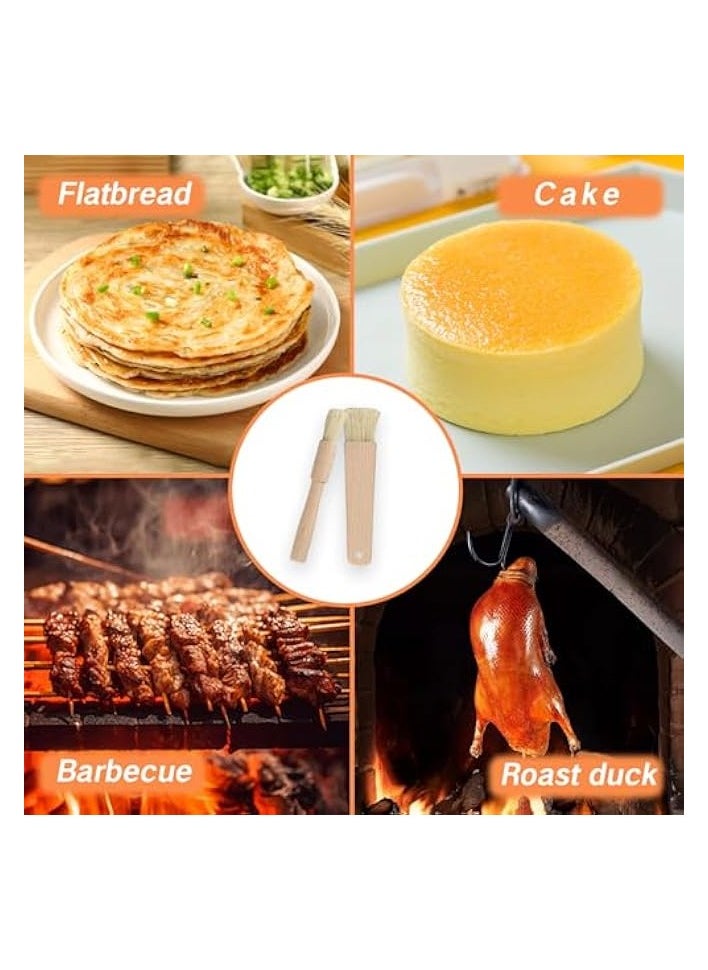 erorex 2 Pcs Pastry Brush for Baking Bread with Natural Wood and Bristles Cooking Brushes Food Brushes Round and Flat Dishwasher Safe Good Grips Bread Cake Chocolate Durable Kitchen Culinary Utensil  - Image 3