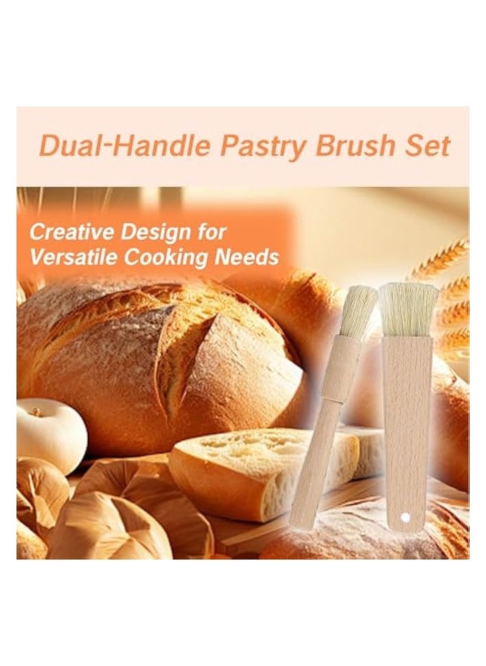 erorex 2 Pcs Pastry Brush for Baking Bread with Natural Wood and Bristles Cooking Brushes Food Brushes Round and Flat Dishwasher Safe Good Grips Bread Cake Chocolate Durable Kitchen Culinary Utensil  - Image 2