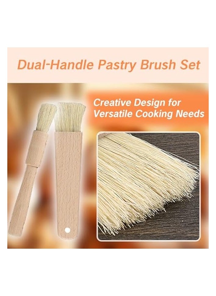 erorex 2 Pcs Pastry Brush for Baking Bread with Natural Wood and Bristles Cooking Brushes Food Brushes Round and Flat Dishwasher Safe Good Grips Bread Cake Chocolate Durable Kitchen Culinary Utensil  - Image 4