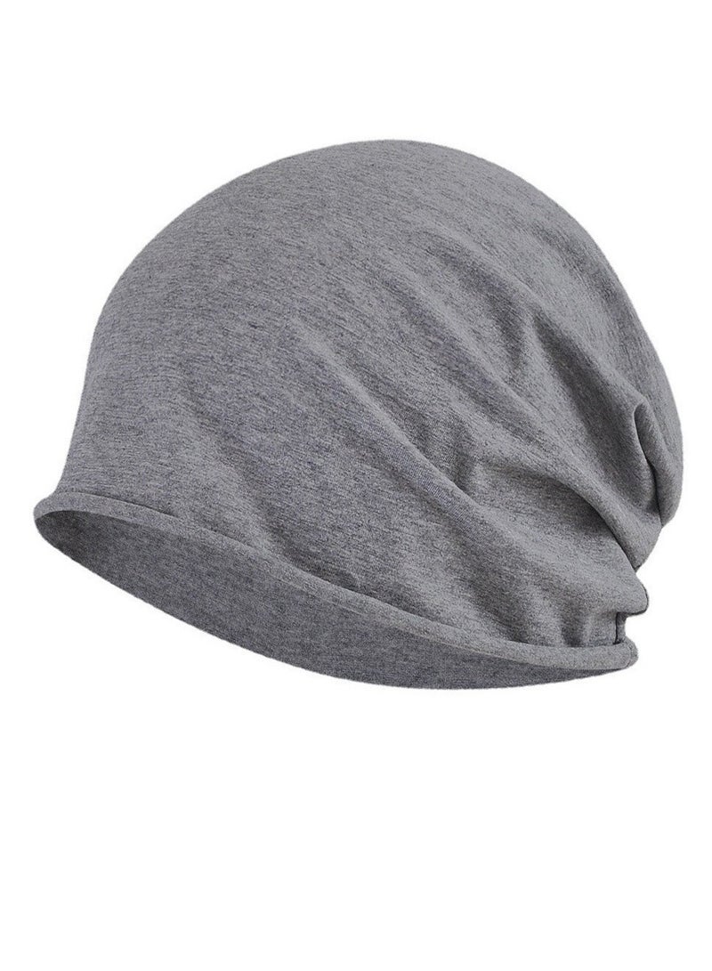 Loquat Infinity Scarf Headwear Cap Solid Color Beanie Hat Deep Ash Grey