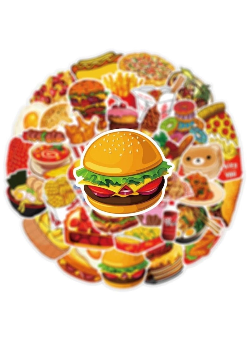 بيعتكلها 50 قطعة من ملصقات الجرافيتي لألعاب الأطفال والكمبيوتر المحمول والثلاجة والهاتف ولوح التزلج والكمبيوتر والسيارة ملصقات مقاومة للماء (عبوة من 50 قطعة، ملصقات جرافيتي للوجبات السريعة) - Image 4