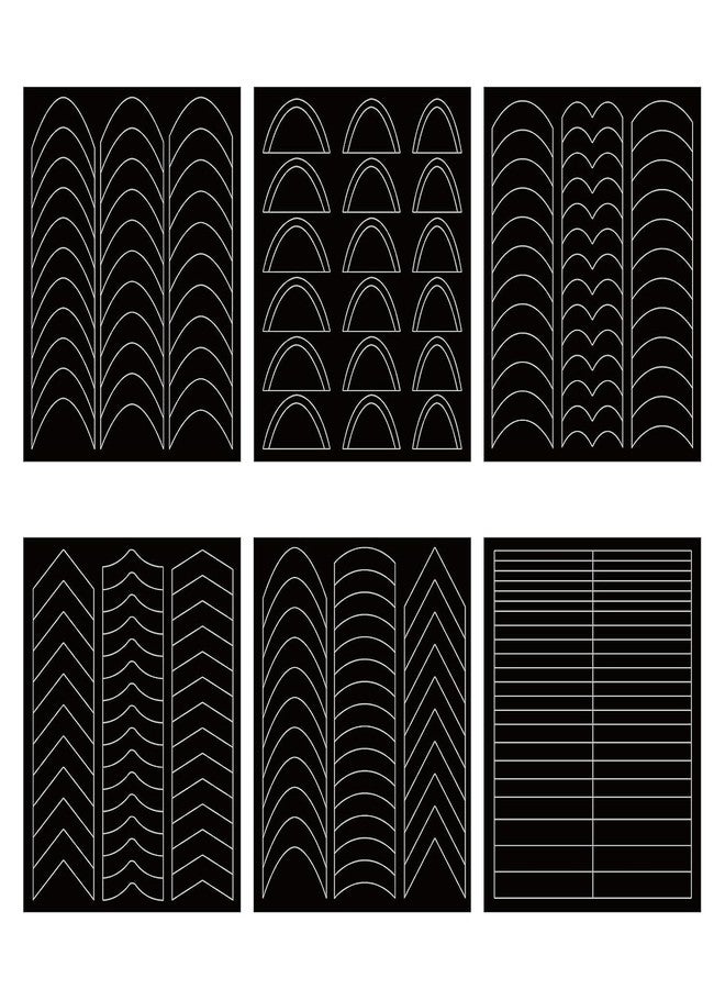 Pxiryanlow A Set of 6 Styles Black French Manicure Nail Art Stickers,French Manicure Strips Art Stickers Self-Adhesive Guides Art Stencil Tools for Designs,Nail Art Accessories - Image 1