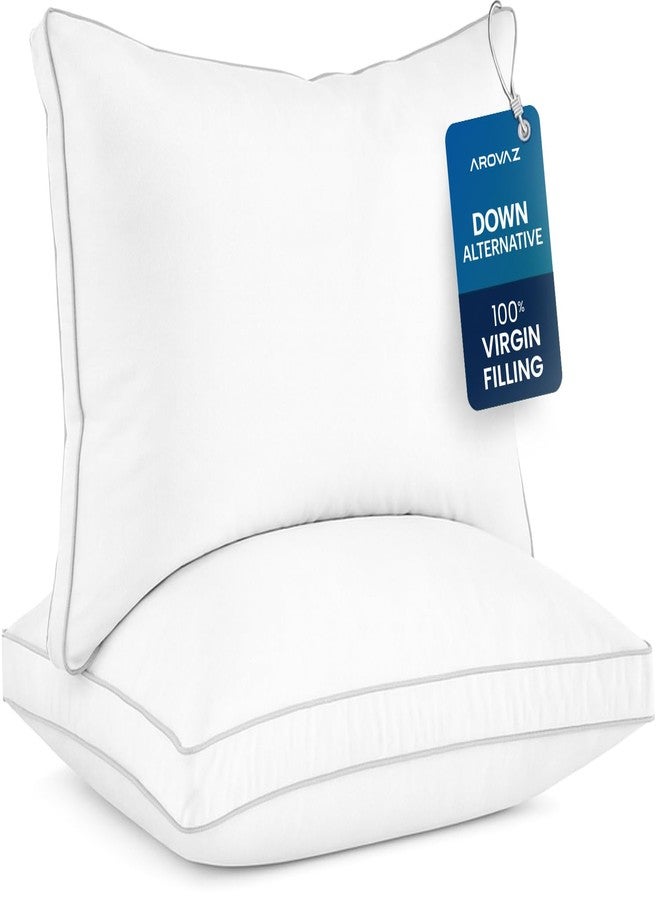 AROVAZ Bed Pillows for Sleeping Set of 2 (White), Soft Down Alternative Pillow for Back, Stomach or Side Sleepers, Comfortable Fluffy Supportive Down Alternative Filling (King - (Pack of 2) - Color: White) - Image 1