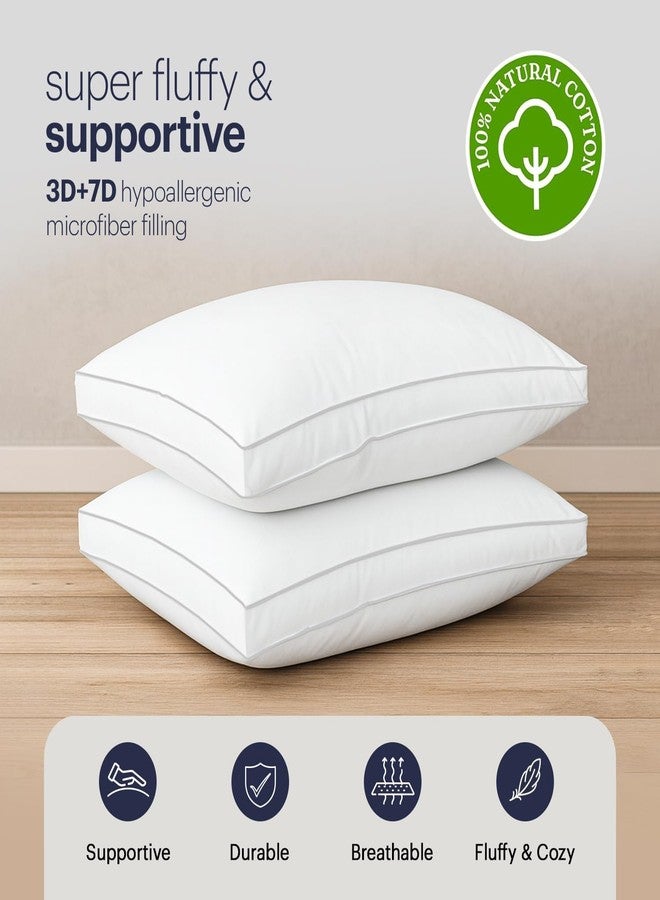 AROVAZ Bed Pillows for Sleeping Set of 2 (White), Soft Down Alternative Pillow for Back, Stomach or Side Sleepers, Comfortable Fluffy Supportive Down Alternative Filling (King - (Pack of 2) - Color: White) - Image 2