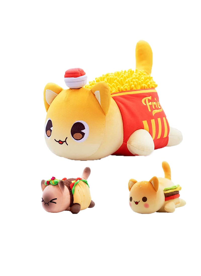 Cat Plush Toy, Cute Cat Figure Stuffed Animals, Cartoon Cat Soft Cat Plush Toy, Great Gift for Kids Friends and Sisters (French Fries Cat) - Image 1