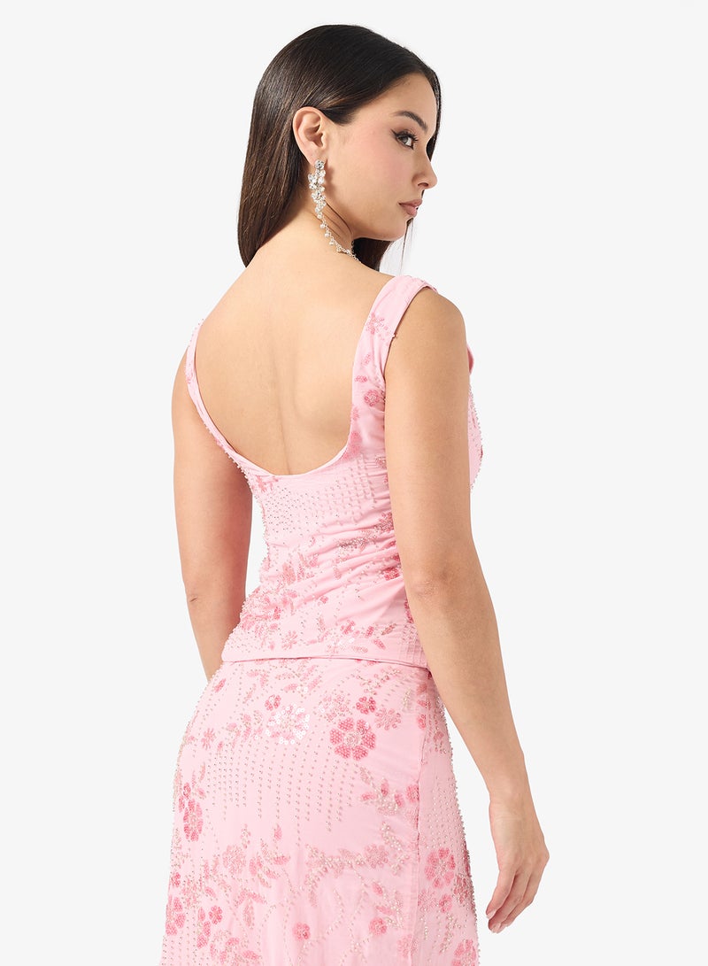 Ginger Square Neck Sequin Embellished Top - Image 2