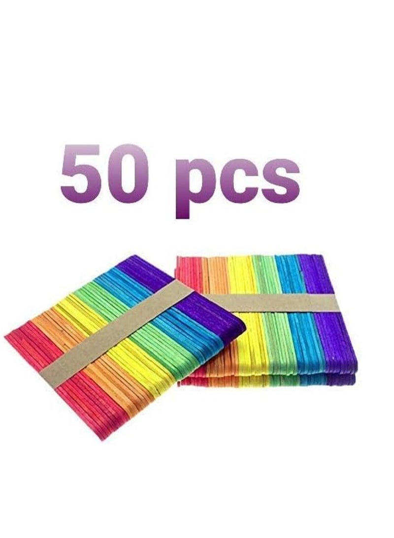 صنع الآيس كريم والمثلجات، مع أعواد آيس كريم خشبية مصنوعة من الخشب الطبيعي، 50 قطعة لكل استخدام - Image 2