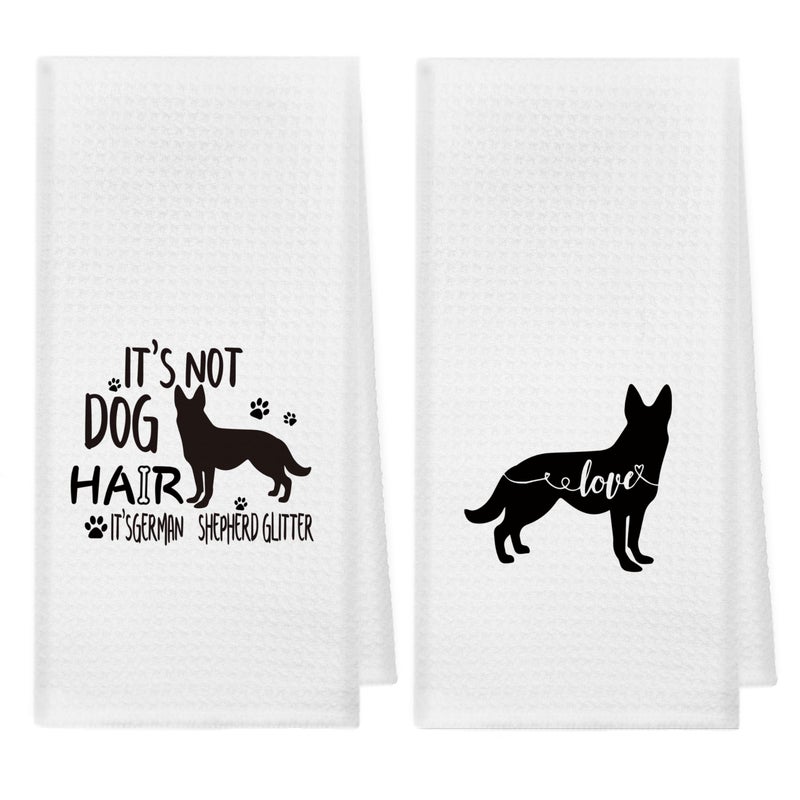 German Shepherd Glitter Absorbent Kitchen Towels And Dishcloths 1624 Inches Set Of 2 Dog Silhouette Hand Towel Dish Towel Tea Towel For Kitchen Bathroom Decor Dog Lovers Gifts