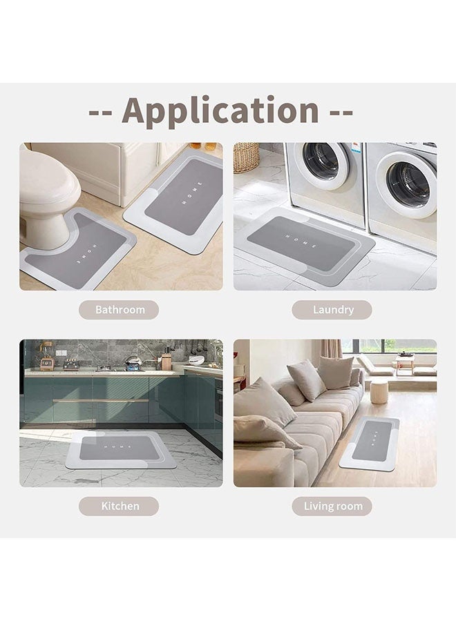 Bath Mat Set,Bathroom Rugs Sets 3 Piece,Diatom Bath Mat and U-Shaped Contour Toilet Rug Bathroom Mats,Machine Wash Quick Dry Bath Rug,Absorbent Bath Mat with Rubber Backing, Non-Slip Quick-Dry Toilet Bath Rug for Tub, Shower and Bath Room,Super Absorbent Bathtub Mat with Non-Slip, Thickened,Soft, Easier Clean Carpet - Image 3