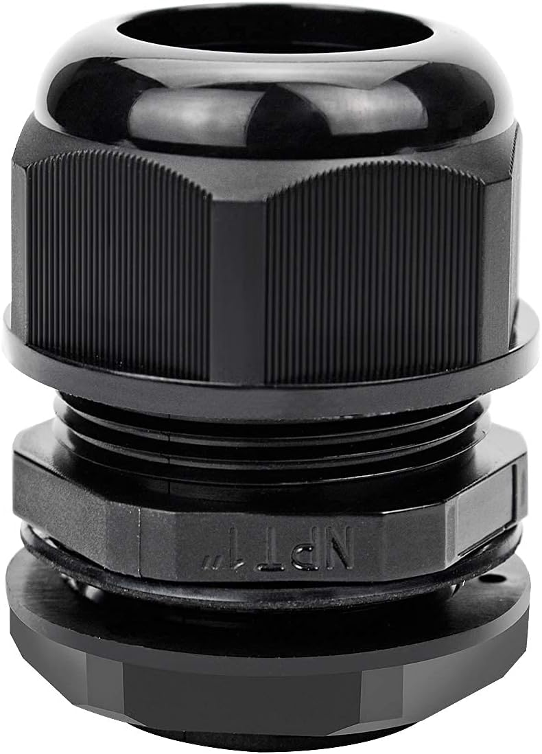 XHF 2 Pcs 1" IP68 Strain Relief Nylon Cord Grip Waterproof NPT Cable Glands Adjustable UL Listed and RoHS Compliant (Black) - Image 1