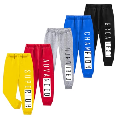 Kuchipoo Boys Regular Fit Mid Rise Track Pants - Pack of 5 (LOW-136, 4-5 Years, Multi-Colored) - Image 1