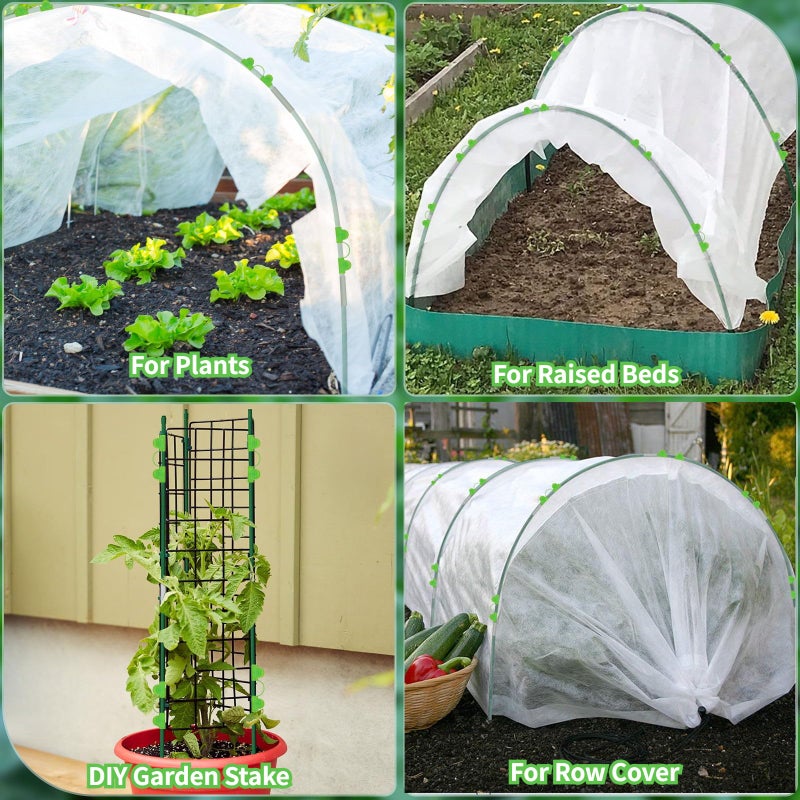 FuBegi 60pcs Garden Hoops for Raised Beds Wide, 8ft Greenhouse Hoops Grow Tunnel for Row Cover Netting, Adjustable Fiberglass Rust-Free Garden Bed Plant Hoops Support DIY Frame Stake for Outdoor, 40pcs Clips - Image 4