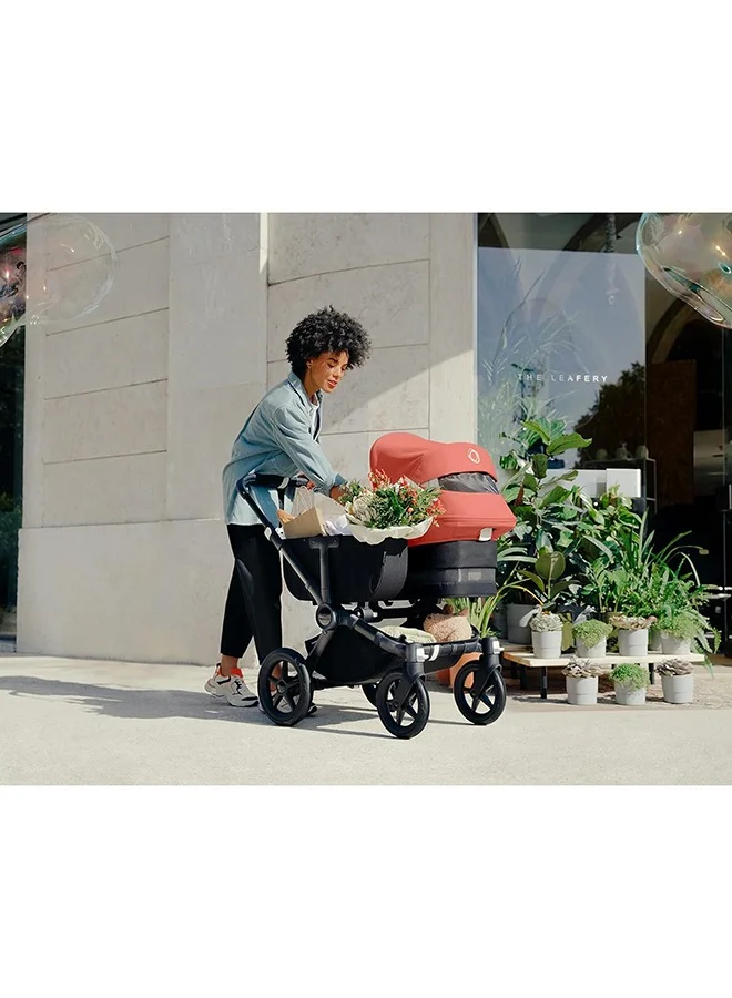 Bugaboo Donkey 5 Extendable Sun Canopy With Upf Sun Protection And Peekaboo Mesh Panel, Compatible With All Donkey Models Sunrise Red