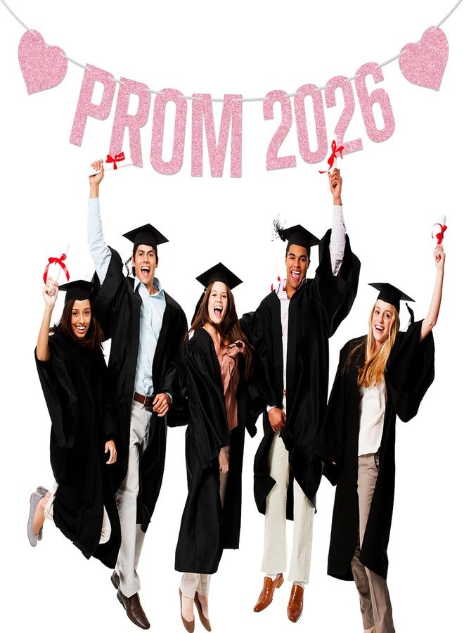 PYBHILK Pink Glitter Prom 2026 Banner, Prom Night/Class of 2026/Congratulations, Funny 2026 Graduation Party Decorations Supplies - Image 3