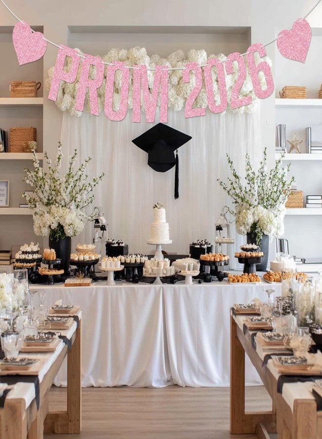 PYBHILK Pink Glitter Prom 2026 Banner, Prom Night/Class of 2026/Congratulations, Funny 2026 Graduation Party Decorations Supplies - Image 4