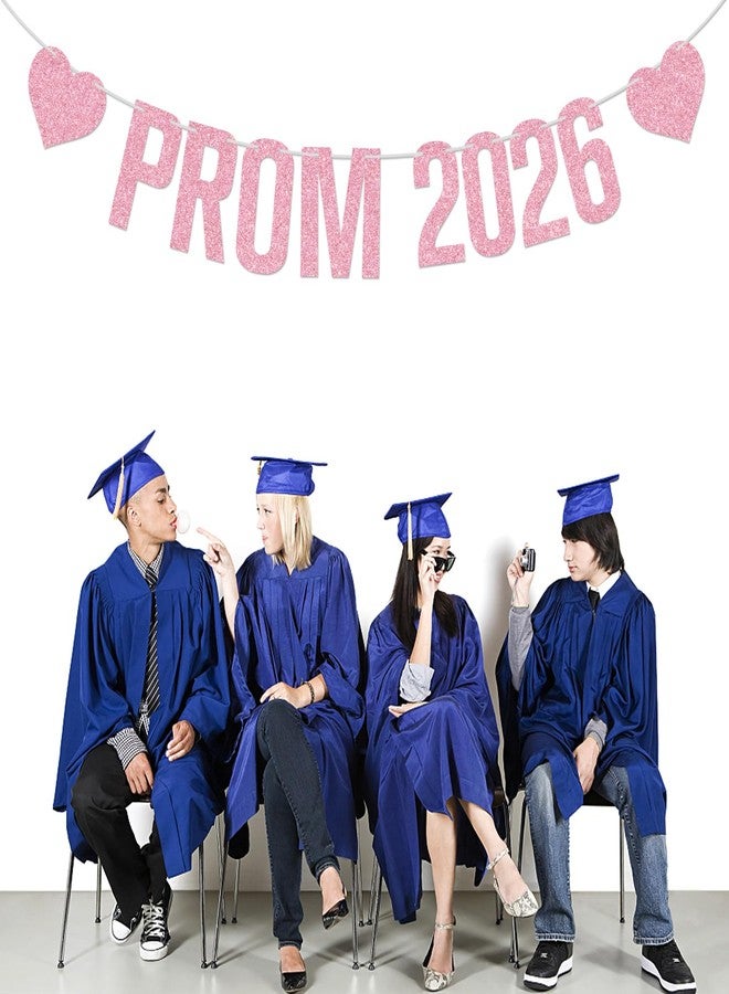 PYBHILK Pink Glitter Prom 2026 Banner, Prom Night/Class of 2026/Congratulations, Funny 2026 Graduation Party Decorations Supplies - Image 5