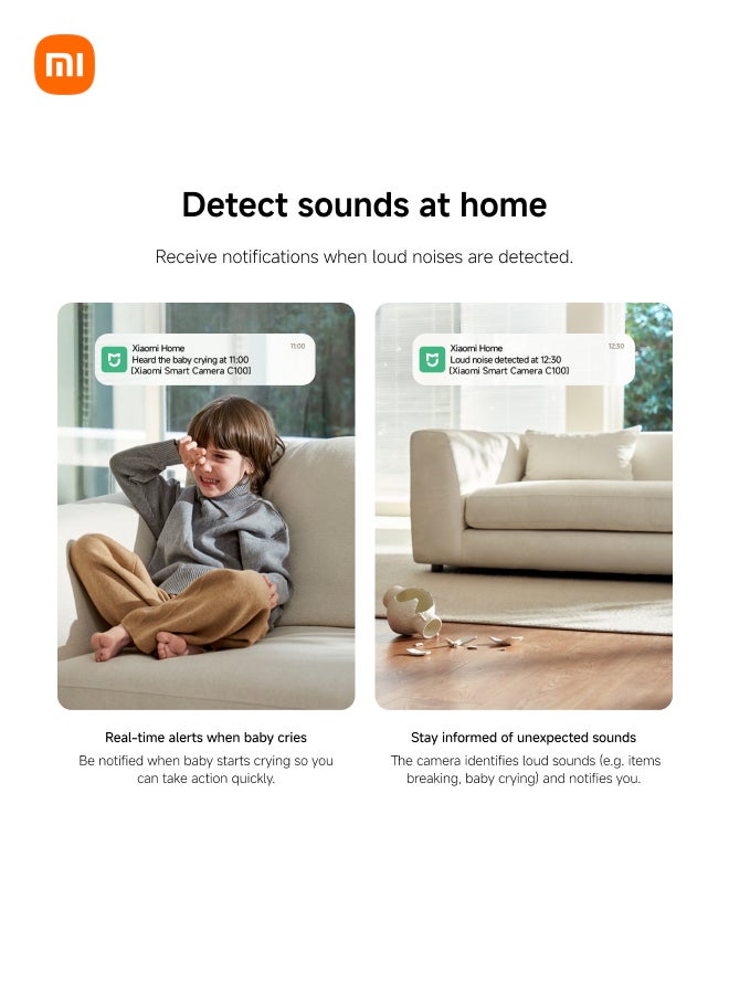 Xiaomi Smart Camera C100, 2K Indoor Security Camera, 360° View, Night Vision, Two-Way Audio, Motion Detection, Works with Alexa - Image 5