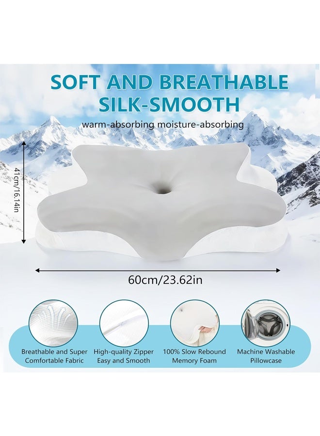 Cervical Pillow, Neck Pillow, Memory Foam Cervical Pillow, Ergonomic Orthopedic Pillow for Side Sleepers, Back and Mouth, 60 x 41 x 9/13 cm - Image 2