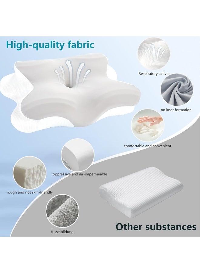 Cervical Pillow, Neck Pillow, Memory Foam Cervical Pillow, Ergonomic Orthopedic Pillow for Side Sleepers, Back and Mouth, 60 x 41 x 9/13 cm - Image 3