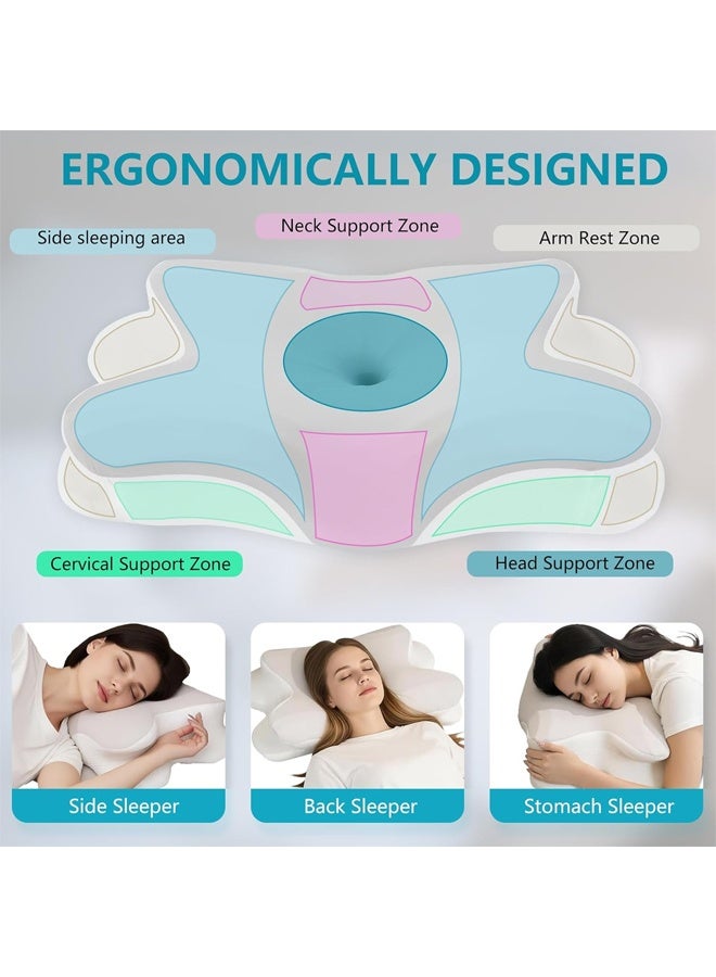 Cervical Pillow, Neck Pillow, Memory Foam Cervical Pillow, Ergonomic Orthopedic Pillow for Side Sleepers, Back and Mouth, 60 x 41 x 9/13 cm - Image 5