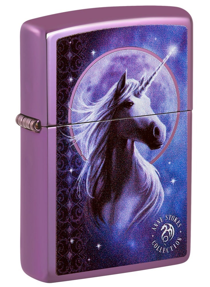 Zippo Ci407691 24747 Anne Stokes Collection High Polish Purple Windproof Lighter - Image 1